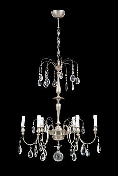 535. A Swedish silver plated chandelier, 1920's-30's.