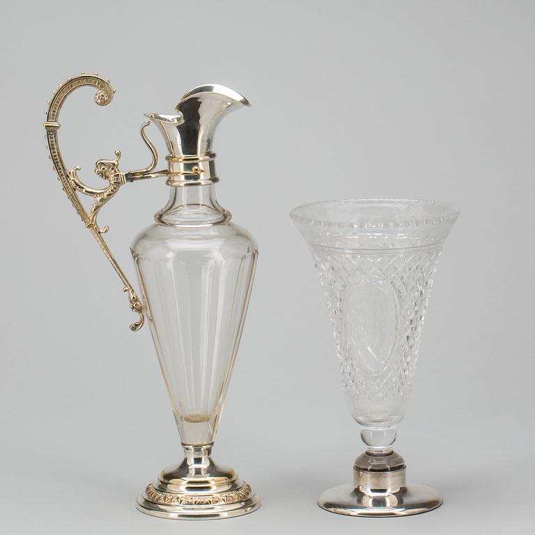 KARAFF samt VAS, nysilver samt glas, 1900-tal.