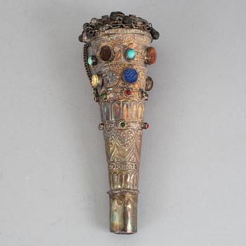 An inlaid silver pipe. presumably India, early 20th century.