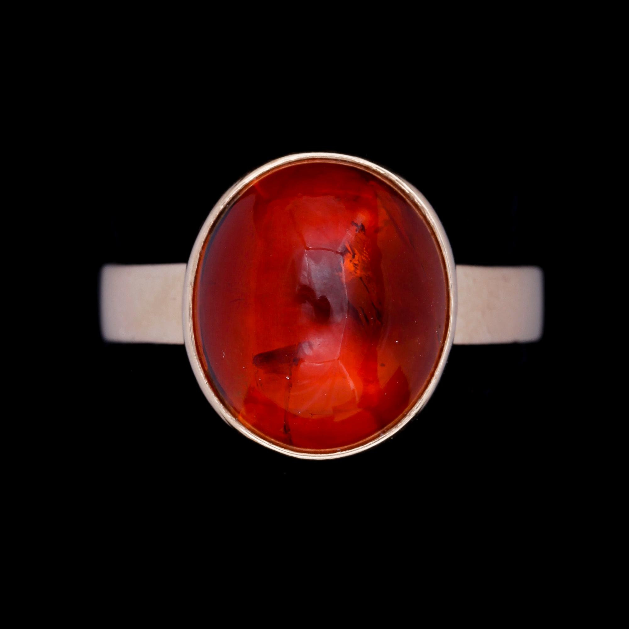 RING, 18k guld med cabochonslipad orange sten trol citrin. GSF, Sverige, 2008. Tot vikt 9,9g.