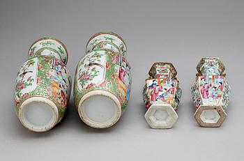 VASER, 2+2, porslin, Kanton, Kina 1800-tal.