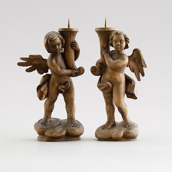 LJUSSTAKAR, 1 par, Leonhard Höldrich, Oberammergau, 1900-tal.