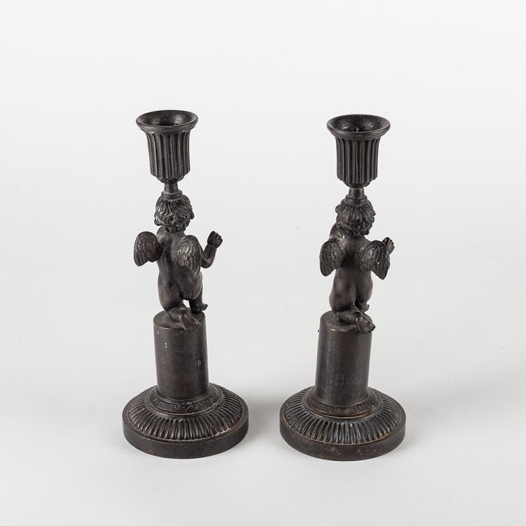 A pair of German (Berliner Eisen) Empire iron candle sticks.