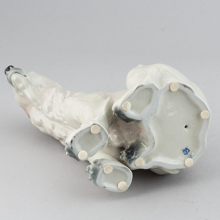 Two porcelain polar bear figurines, one marked Royal Copenhagen, 1966.