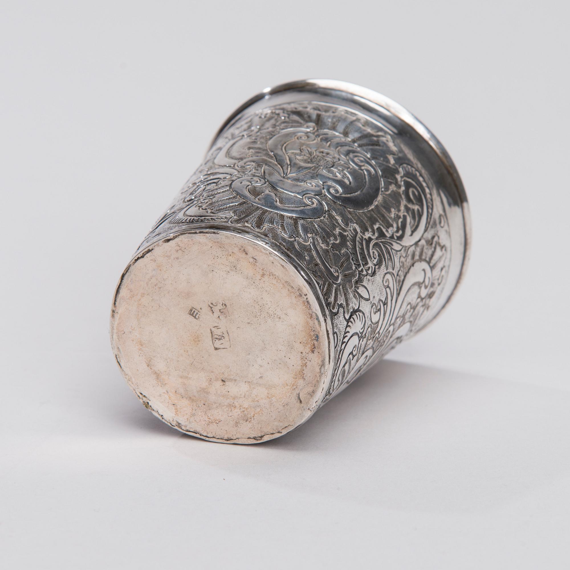 BÄGARE, silver, Moskva 1700-tal, vikt 70 g.