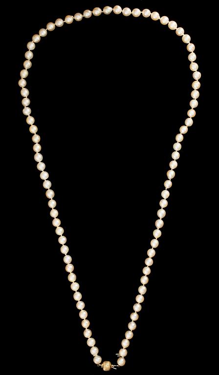 PÄRLCOLLIER, lås 18K guld.