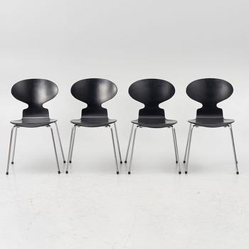 Arne Jacobsen, stolar, 4 st, "Myran", Fritz Hansen, Danmark, 1900-talets andra hälft.