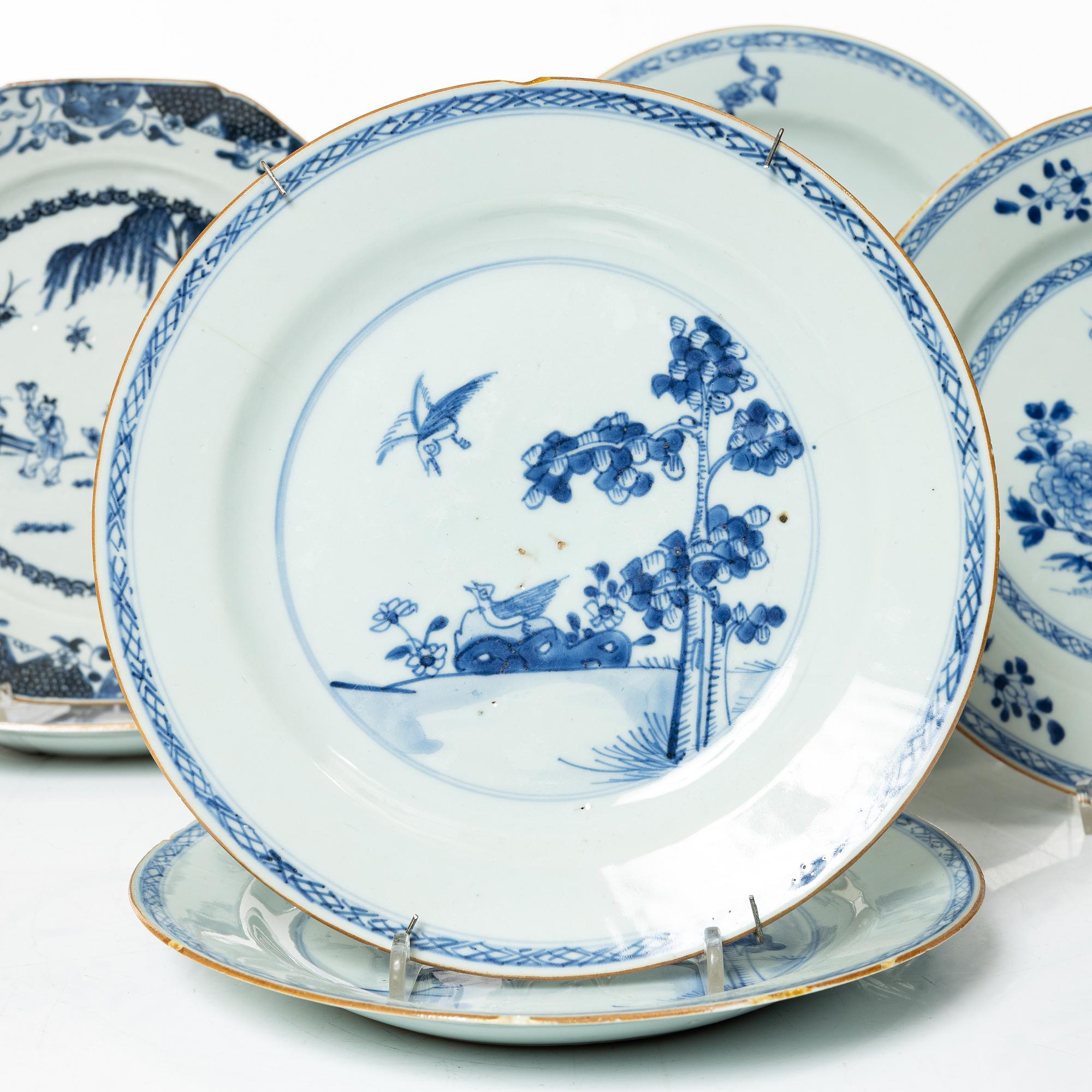 Tallrikar, 10 st, kompaniporslin, Kina, Qingdynastin, Qianlong (1736-95).