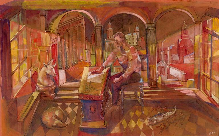 PETER WEISS, mixed media on paper, signed and dated 46.