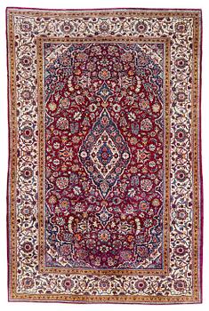 393. A semi-antique silk Keshan, 208 x 138 cm.