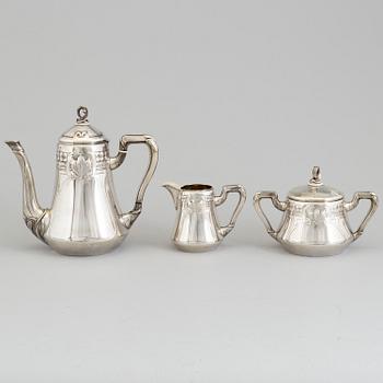 A Swedish Art Nouveau three piece parcel-gilt and silver coffee service, maker's mark CG Hallberg, Stockholm 1911-12.