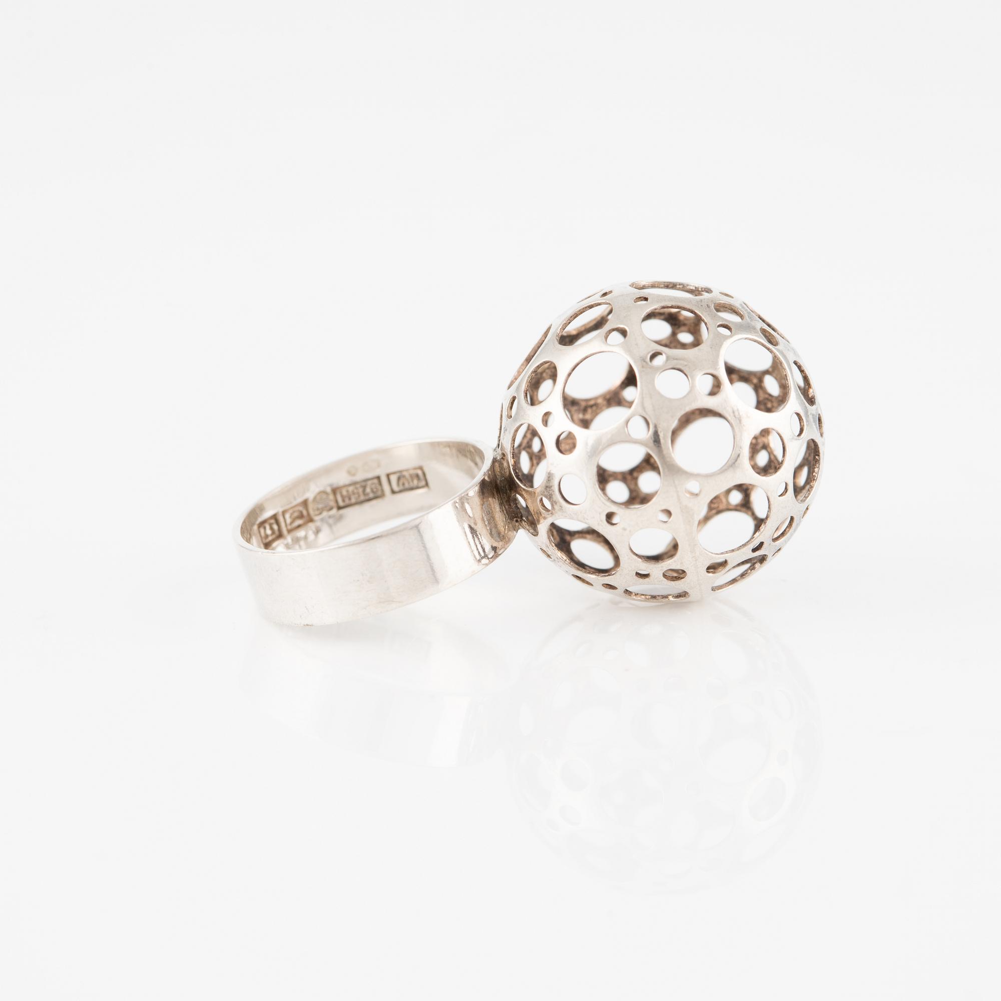 Liisa Vitali and probably Victor Jansson, earrings and ring, silver.