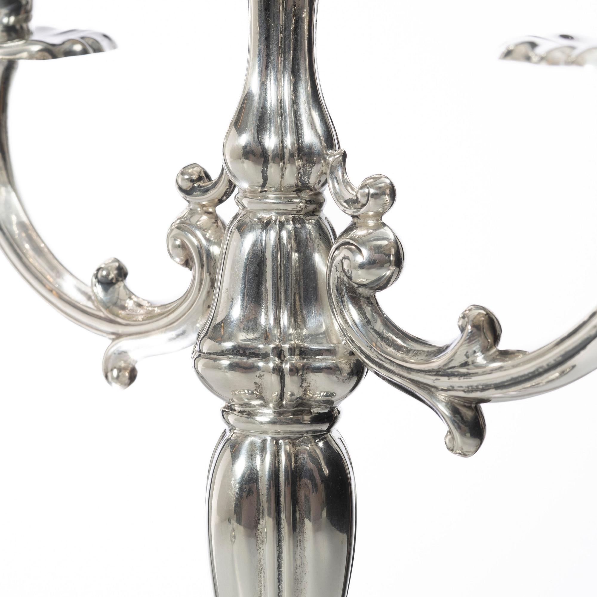 Candelabras, a pair, silver, 20th century.
