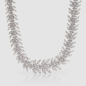 A marquise and brilliant cut diamond, 99.73 cts, necklace.