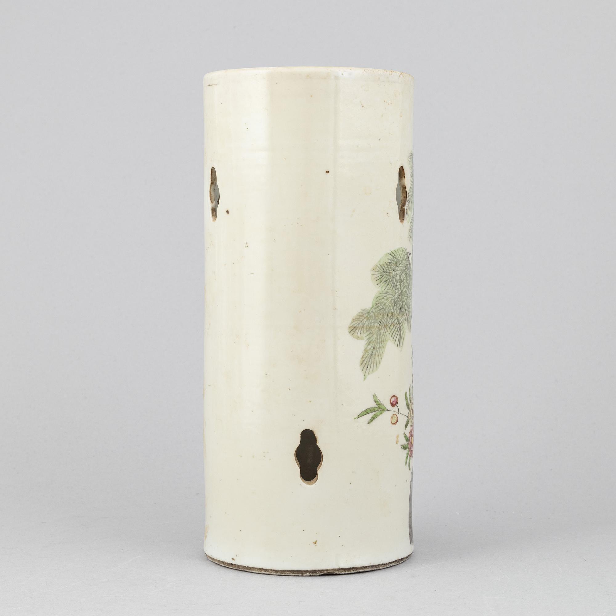 A famille rose brushpot/lantern, China, 20th Century.