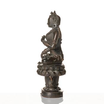 A bronze figure of a white Tara, possibly Qingdynasty, Pala-revival style, 17th/18th Century.