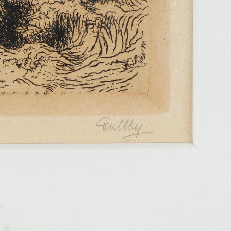 FOLKE GULLBY, 2 st, etsningar, signerade.