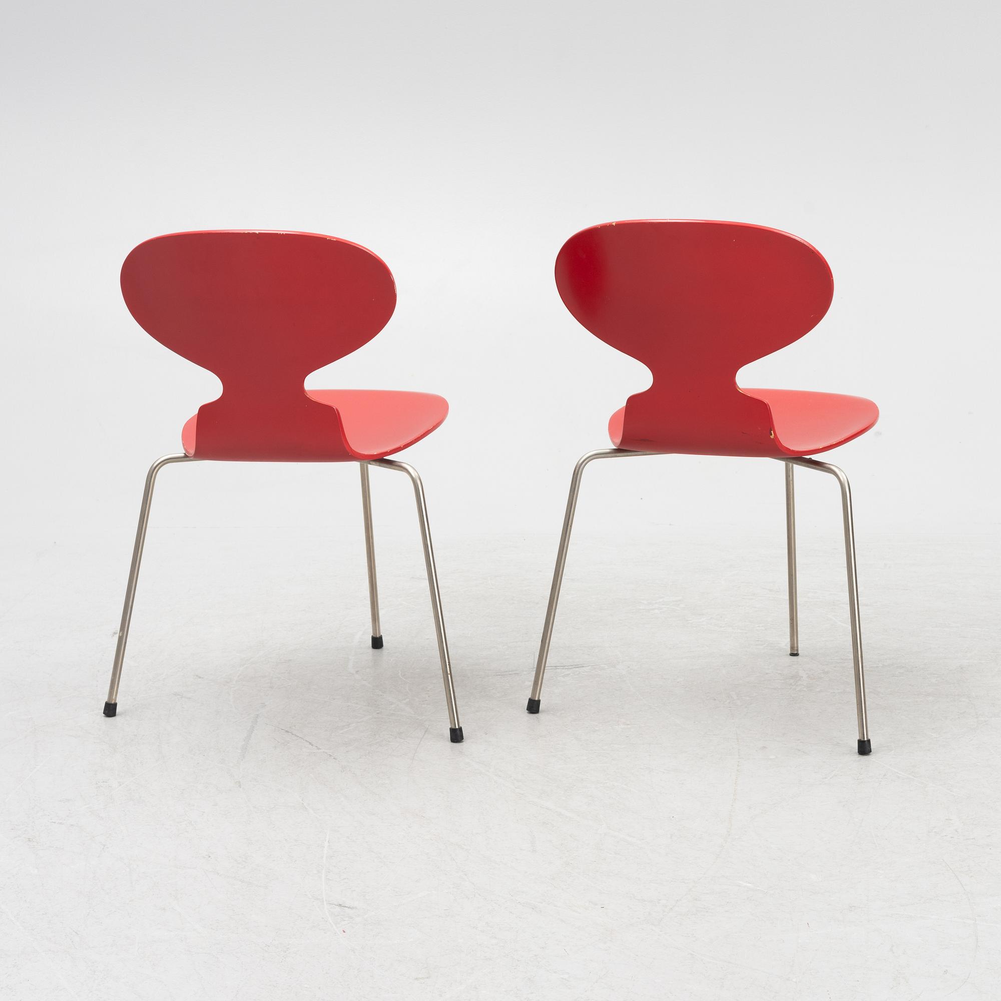 Arne Jacobsen, stolar, 6 st, "Myran", Fritz Hansen, Danmark.