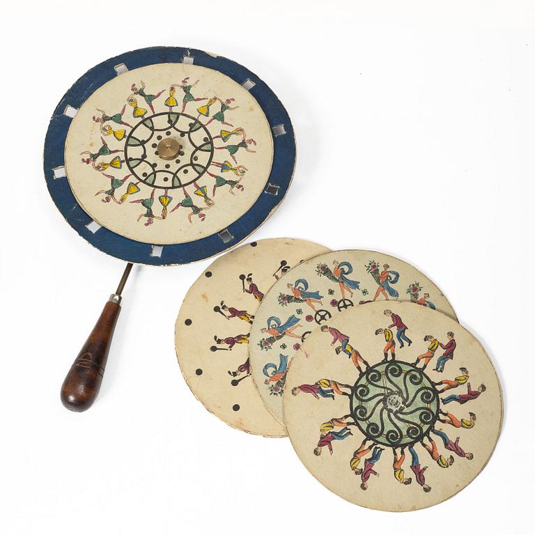 Phénakistiscope, "Disque Magique/Troll-Skifvan", probably France, 19th century.