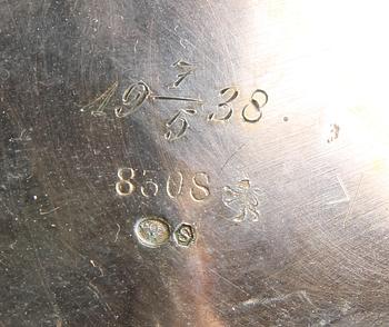 KAFFESERVIS, 3 delar, silver, rokokostil. 1900-tal.