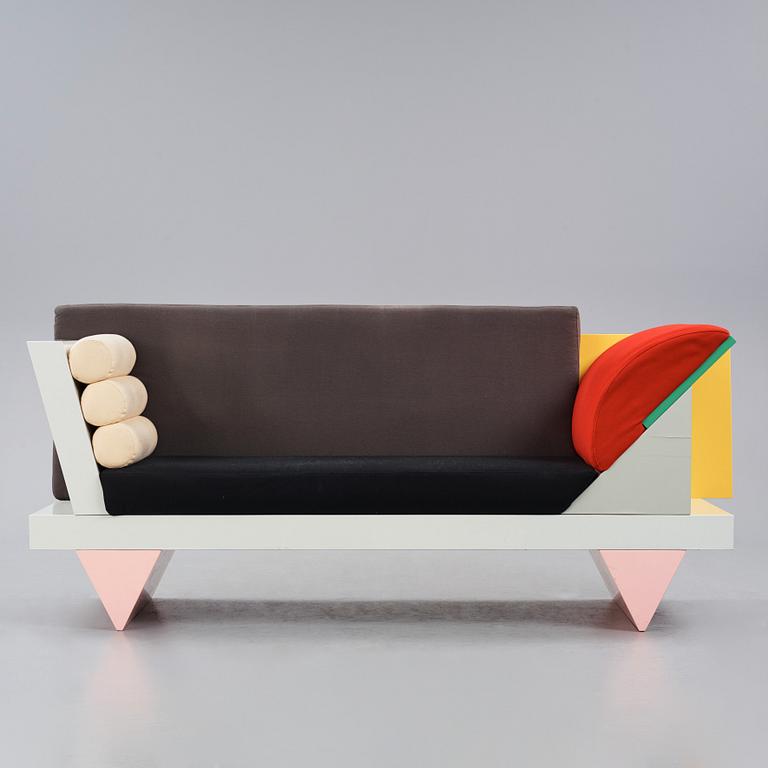 Peter Shire, a "Big Sur" sofa, Memphis, Italy, post 1986.