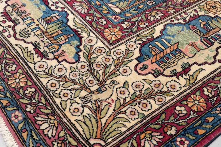 A carpet, figural semi-antique Kerman /Teheran, ca 319 x 210--215 cm.