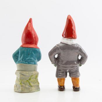 A collection of gnomes 12 pcs mid/late 20th century mostly painted terracotta.