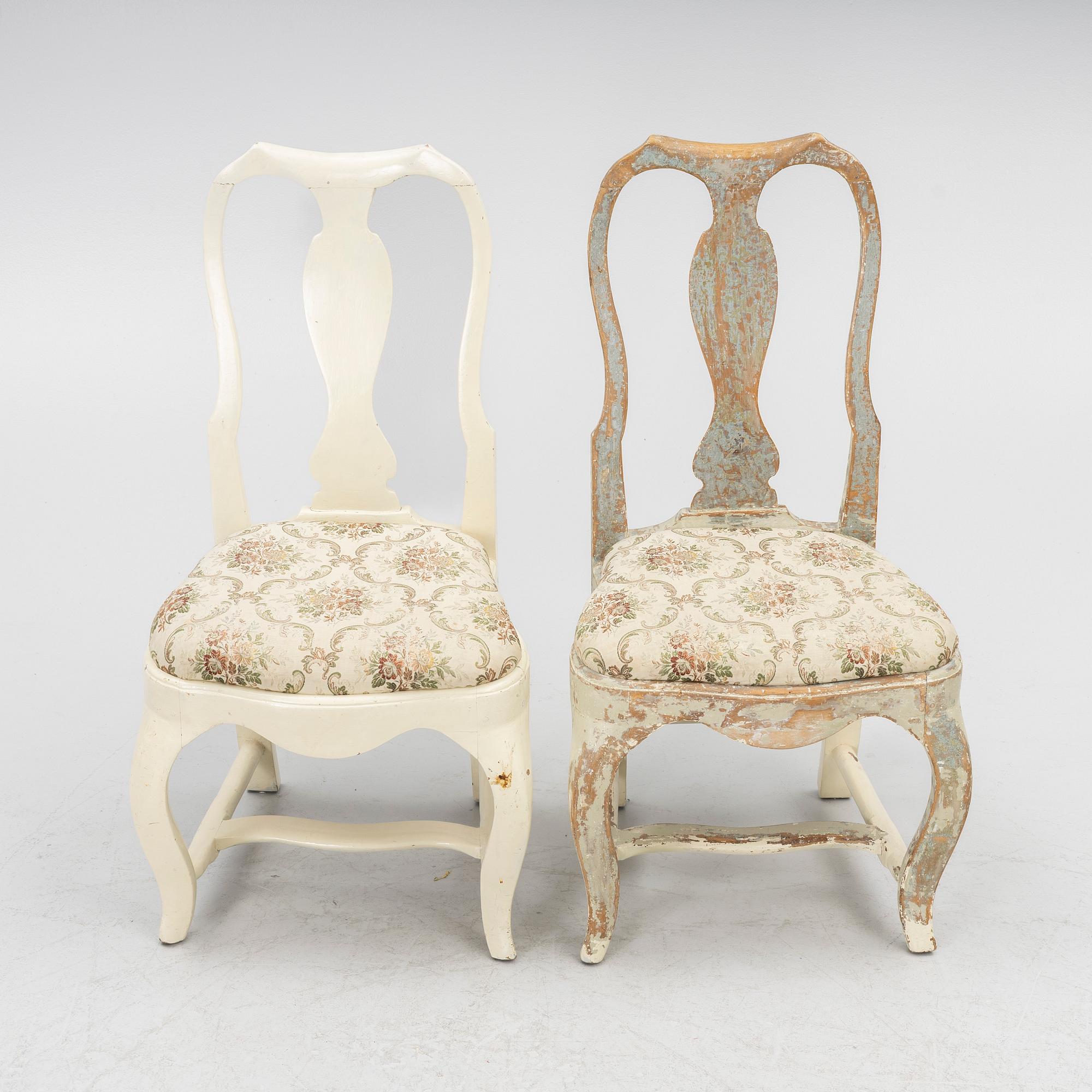 Rokoko, A pair of mid-18th century Rococo chairs.