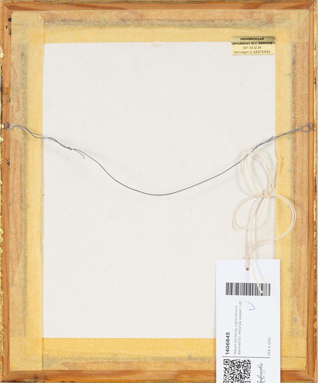 Mikael Genberg, signed and dated 92. Acrylic on paper.