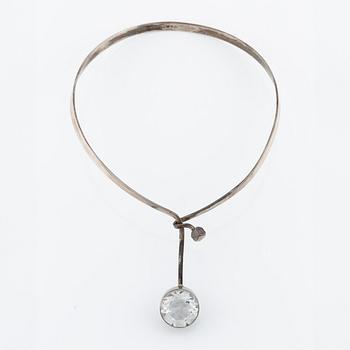 Necklace, bracelet, and a ring, silver with rock crystal, including pieces by Gert Thysell.