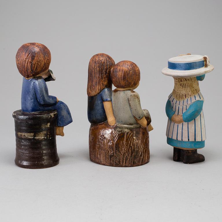 LISA LARSON, three stoneware figurines, Gustavsberg, Sweden.