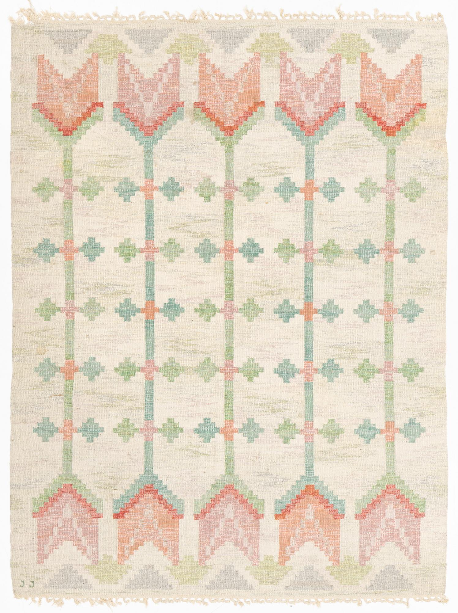 Judith Johansson, matta, "Tulpaner" rölakan, ca 265 x 200 cm, signerad JJ,