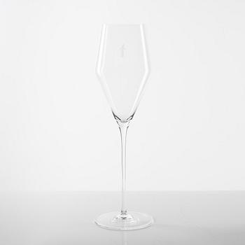 Hans Denk, twelve 'Denk'Art' champagne glasses, Zalto, Austria.