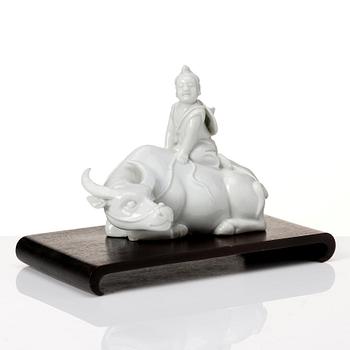 A pair of blanc de chine figurines, Qing dynasty, late Qing dynasty.