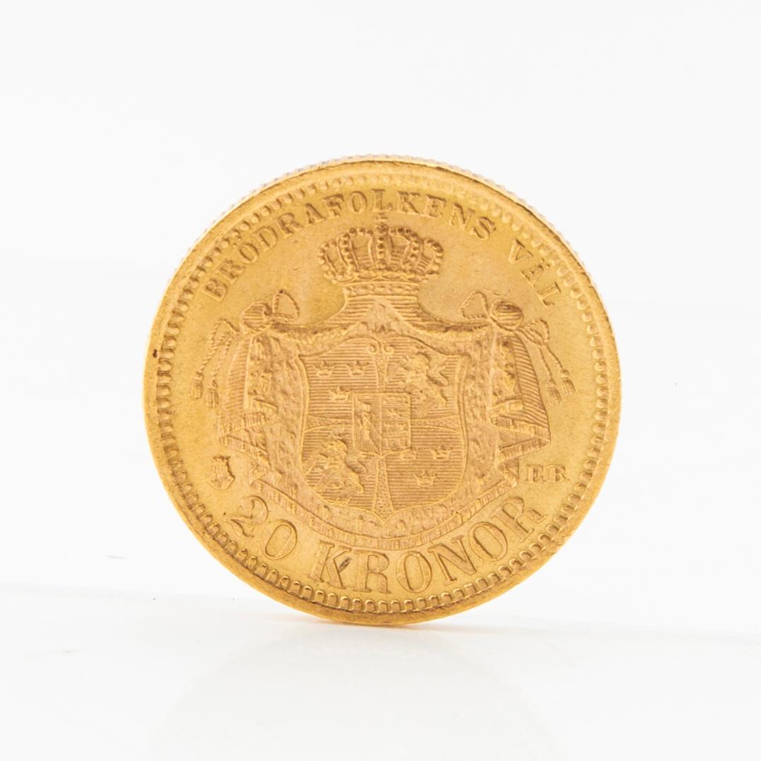 Gold coin 20 kronor 1880 Sweden Oscar II.