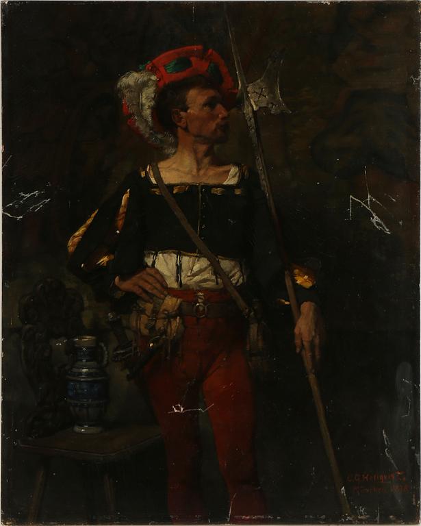 CARL GUSTAF HELLQVIST, olja på pannå, signerad och daterad 1878.
