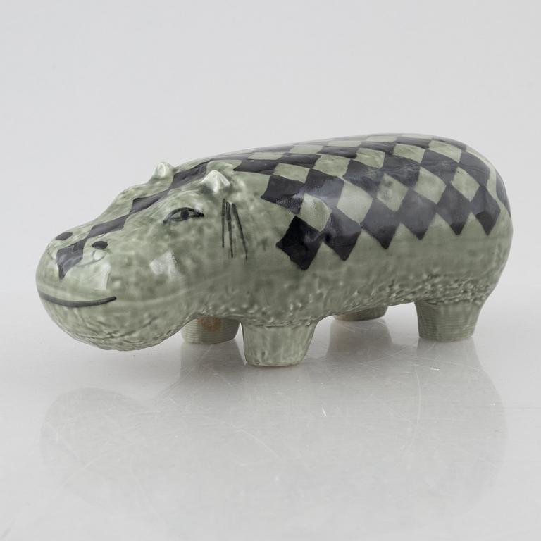 Lisa Larson, figurin, stengods, "Flodhäst" ur serien "Stora zoo", Gustavsberg.