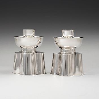 A pair of Vera Ferngren sterling candlesticks, C.G. Hallberg, Stockholm 1959.