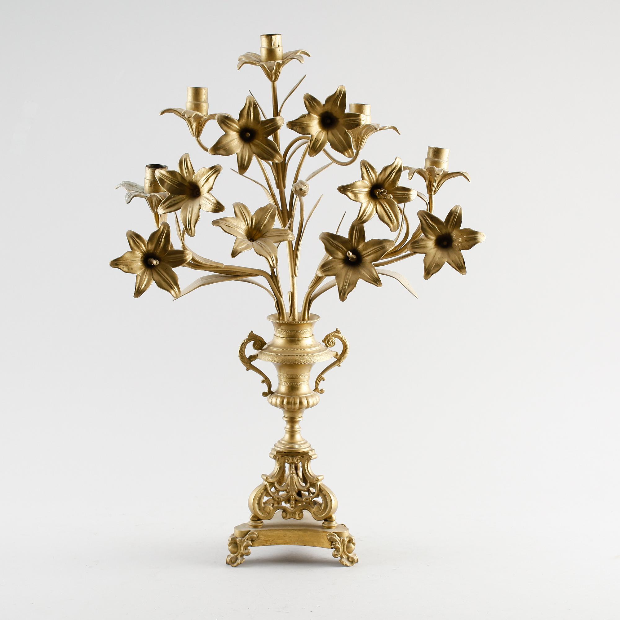 KANDELABER, mässing, Louis XIV-stil, 1800-talets andra hälft.