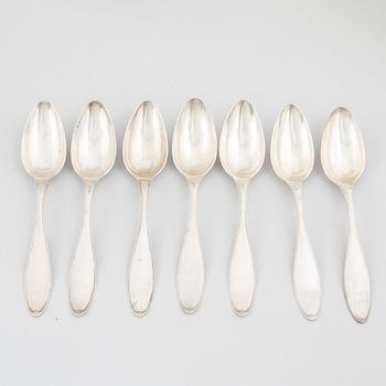 A set of seven Swedish silver spoons, marks of Barkander & Söhrling, Linköping 1825.