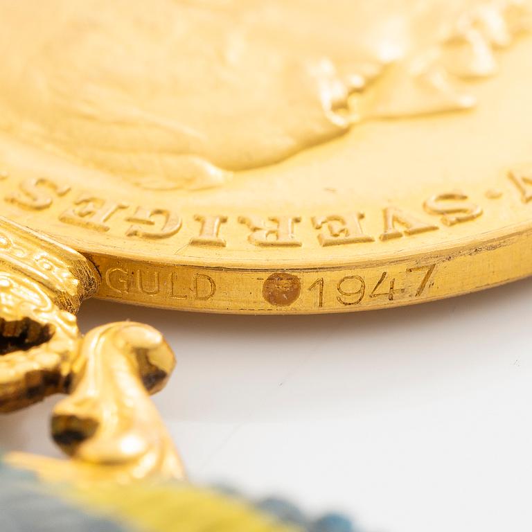 Medalj, Sverige, guld 18 K, "För nit & Redlighet" 1947.