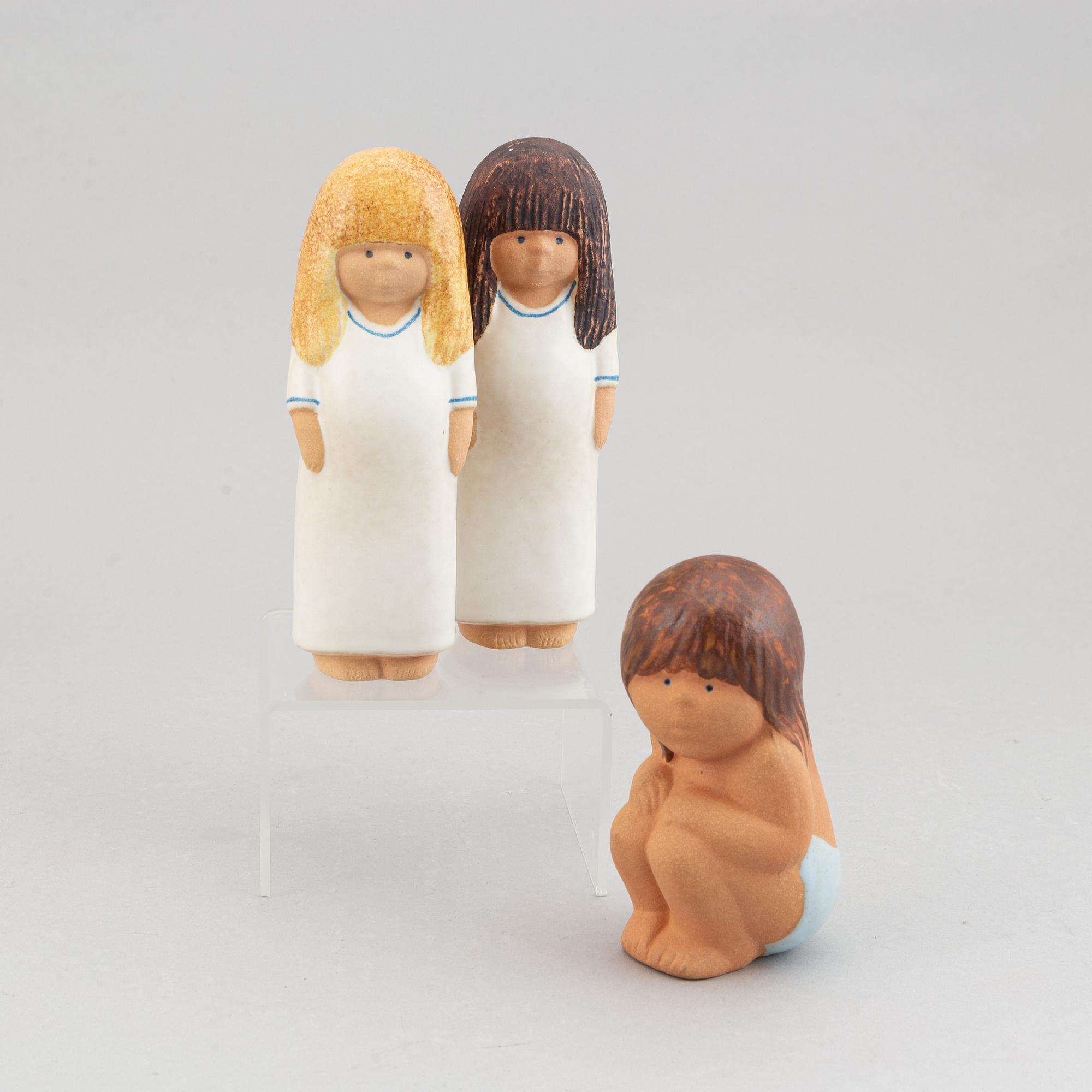 Lisa Larson, eight stoneware figurines, seven for K-Studion, Gustavsberg.