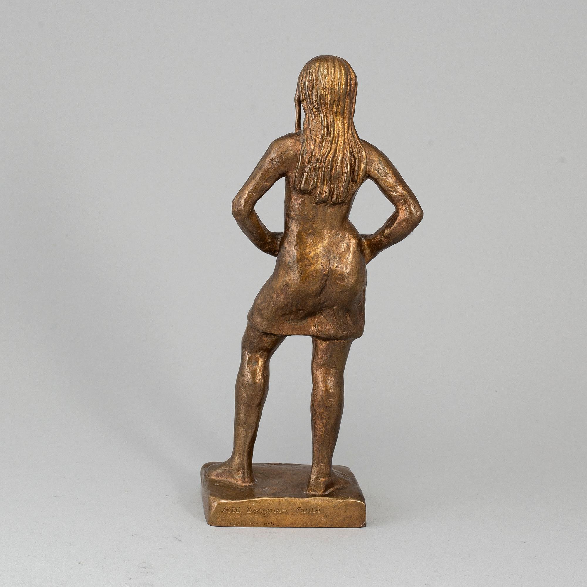 ASTRI BERGMAN-TAUBE, skulptur, guldpatinerad brons, signerad och med gjutarstämplar H. Bergman fud.