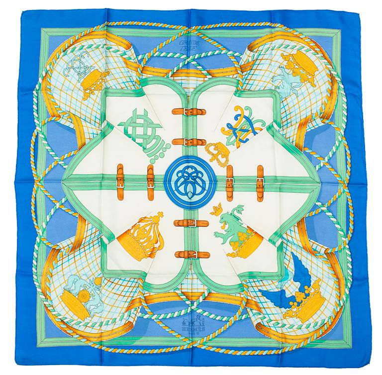 HERMÈS, scarf, "Grande Tenue" Henri D'origny, Original issue , 1985.