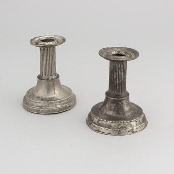 A pair of late gustavian pewter candlesticks, mark of Pehr Johan Mattson (active 1808-1838).