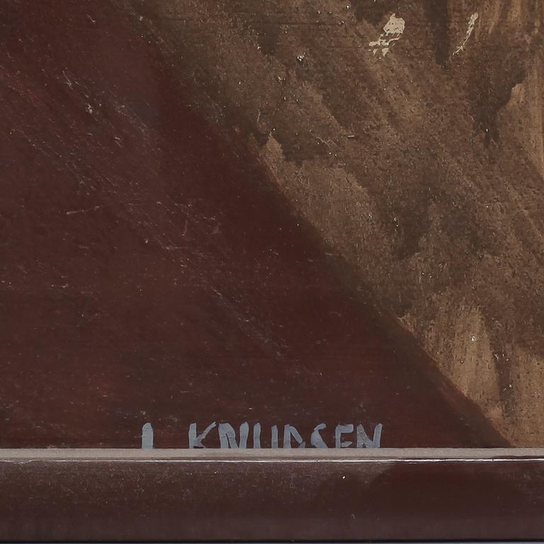 LEIF KNUDSEN, olja på pannå, signerad.