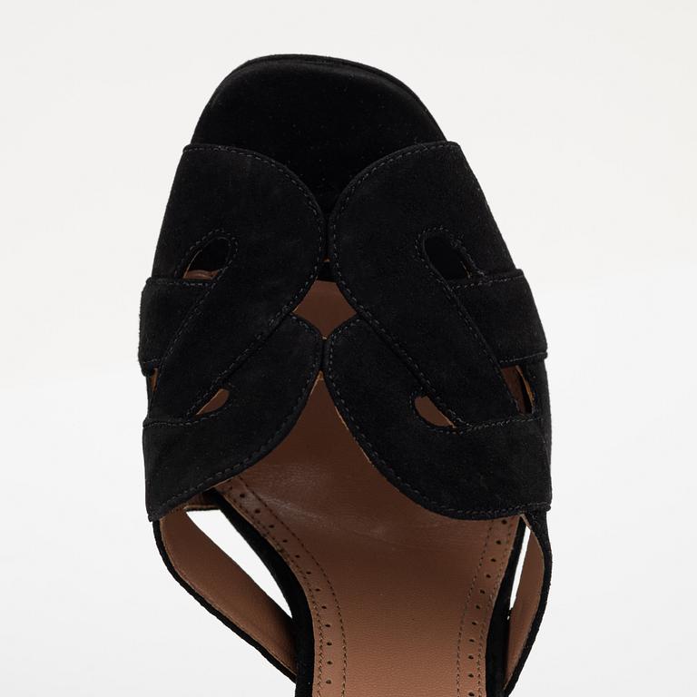 Alaïa, a pair of black suede sandals, size 37.