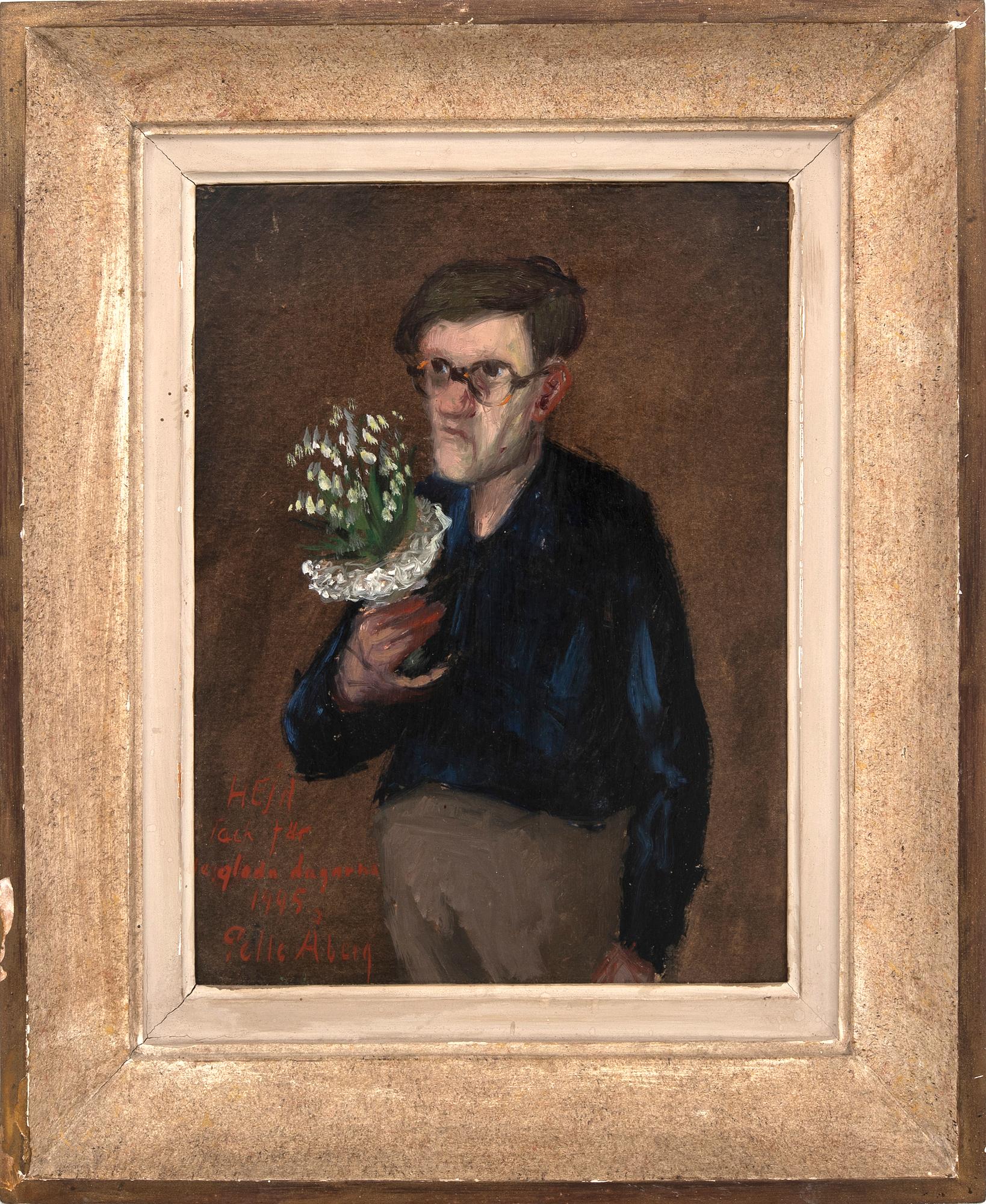 Pelle Åberg,  olja på pannå signerad och daterad 1945.