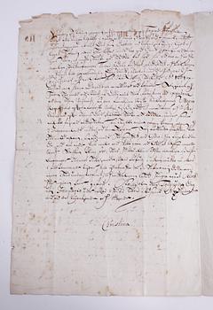 KUNGLIGT DOKUMENT MED AUTOGRAF, Drottning Kristina av Sverige, egenhändigt sign, dat 1647.