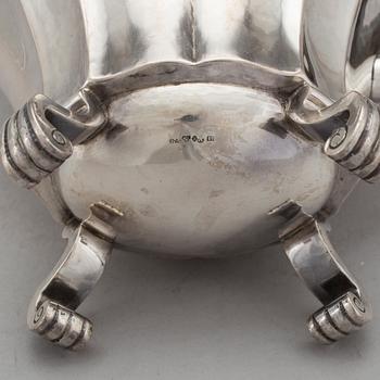 KAFFESERVIS, 3 delar, silver, GAB, Stockholm, 1920-25. Total vikt 900 g.